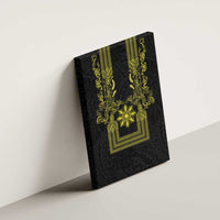 Philippines Barong Style Canvas Wall Art with Polynesian Art and Leaf Motif Black-Gold Color LT03 - Polynesian Pride