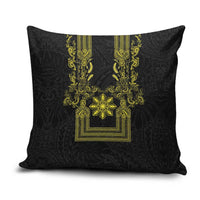 Philippines Barong Style Pillow Cover with Polynesian Art and Leaf Motif Black-Gold Color LT03 Black - Polynesian Pride