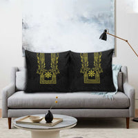 Philippines Barong Style Pillow Cover with Polynesian Art and Leaf Motif Black-Gold Color LT03 - Polynesian Pride