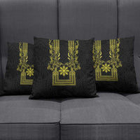 Philippines Barong Style Pillow Cover with Polynesian Art and Leaf Motif Black-Gold Color LT03 - Polynesian Pride