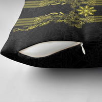 Philippines Barong Style Pillow Cover with Polynesian Art and Leaf Motif Black-Gold Color LT03 - Polynesian Pride