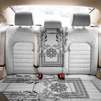 Philippines Barong Style Back Car Seat Cover with Polynesian Art and Leaf Motif Black-White Color