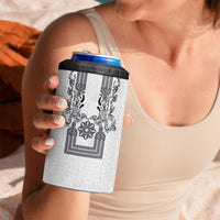 Philippines Barong Style 4 in 1 Can Cooler Tumbler with Polynesian Art and Leaf Motif Black-White Color LT03 - Polynesian Pride