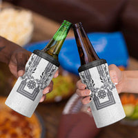Philippines Barong Style 4 in 1 Can Cooler Tumbler with Polynesian Art and Leaf Motif Black-White Color LT03 - Polynesian Pride