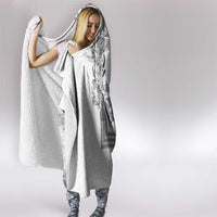 Philippines Barong Style Hooded Blanket with Polynesian Art and Leaf Motif Black-White Color