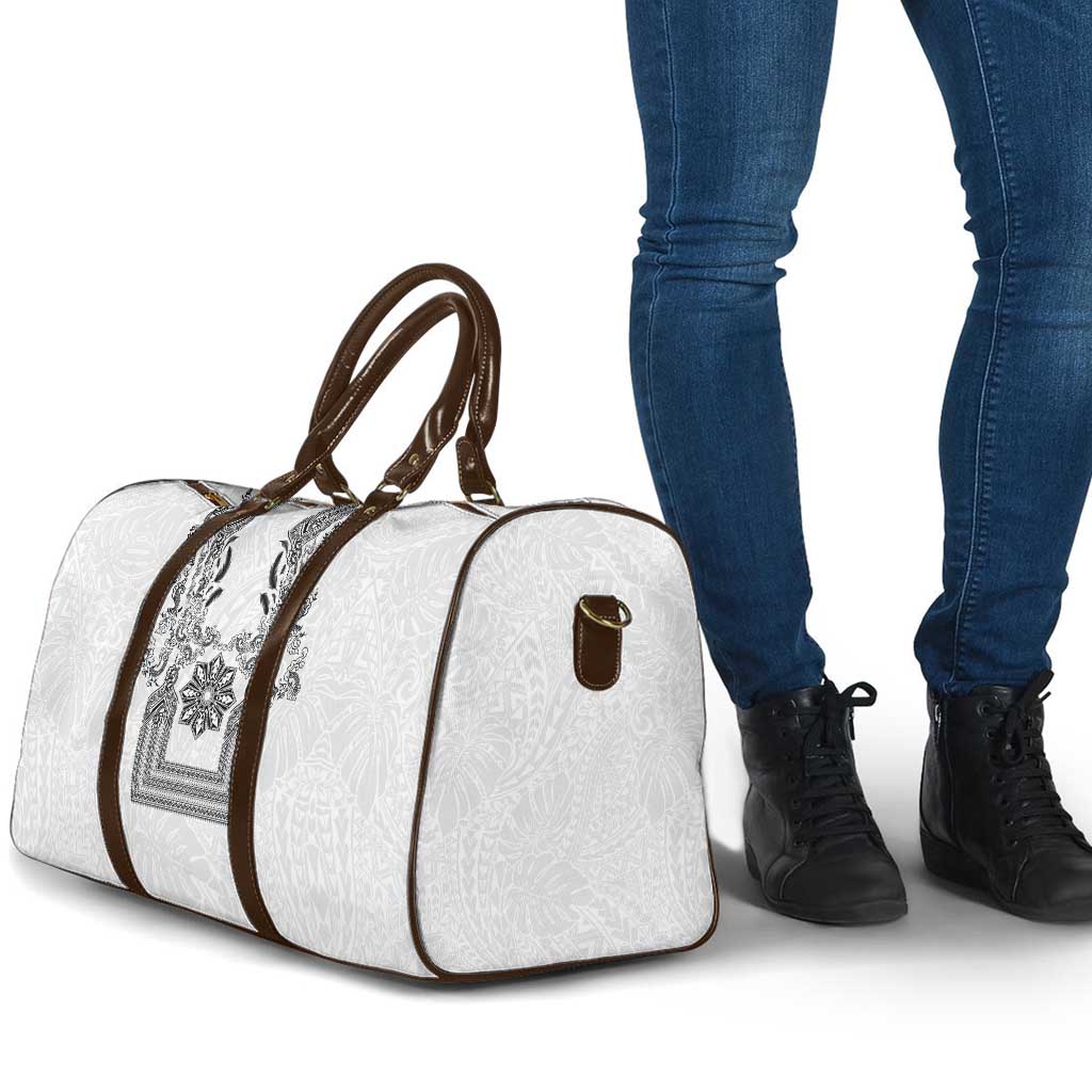 Philippines Barong Style Travel Bag with Polynesian Art and Leaf Motif Black-White Color LT03 - Polynesian Pride