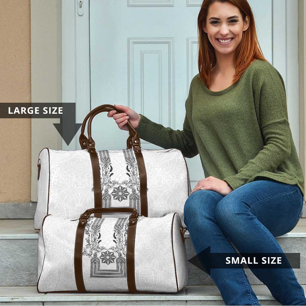 Philippines Barong Style Travel Bag with Polynesian Art and Leaf Motif Black-White Color LT03 - Polynesian Pride