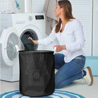 Philippines Barong Style Laundry Basket with Polynesian Art and Leaf Motif Black Color