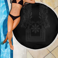Philippines Barong Style Beach Blanket with Polynesian Art and Leaf Motif Black Color