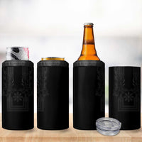 Philippines Barong Style 4 in 1 Can Cooler Tumbler with Polynesian Art and Leaf Motif Black Color LT03 - Polynesian Pride
