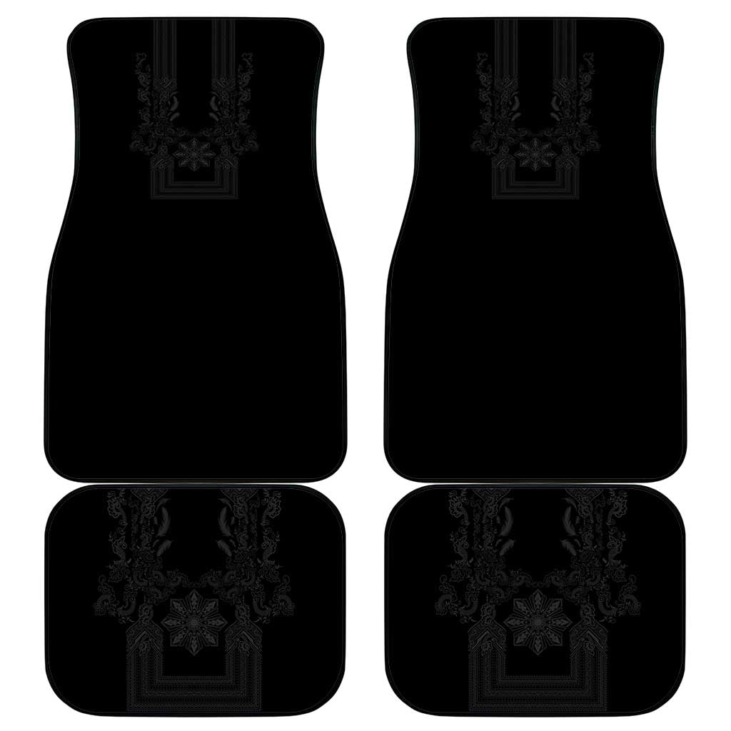 Philippines Barong Style Car Mats with Polynesian Art and Leaf Motif Black Color