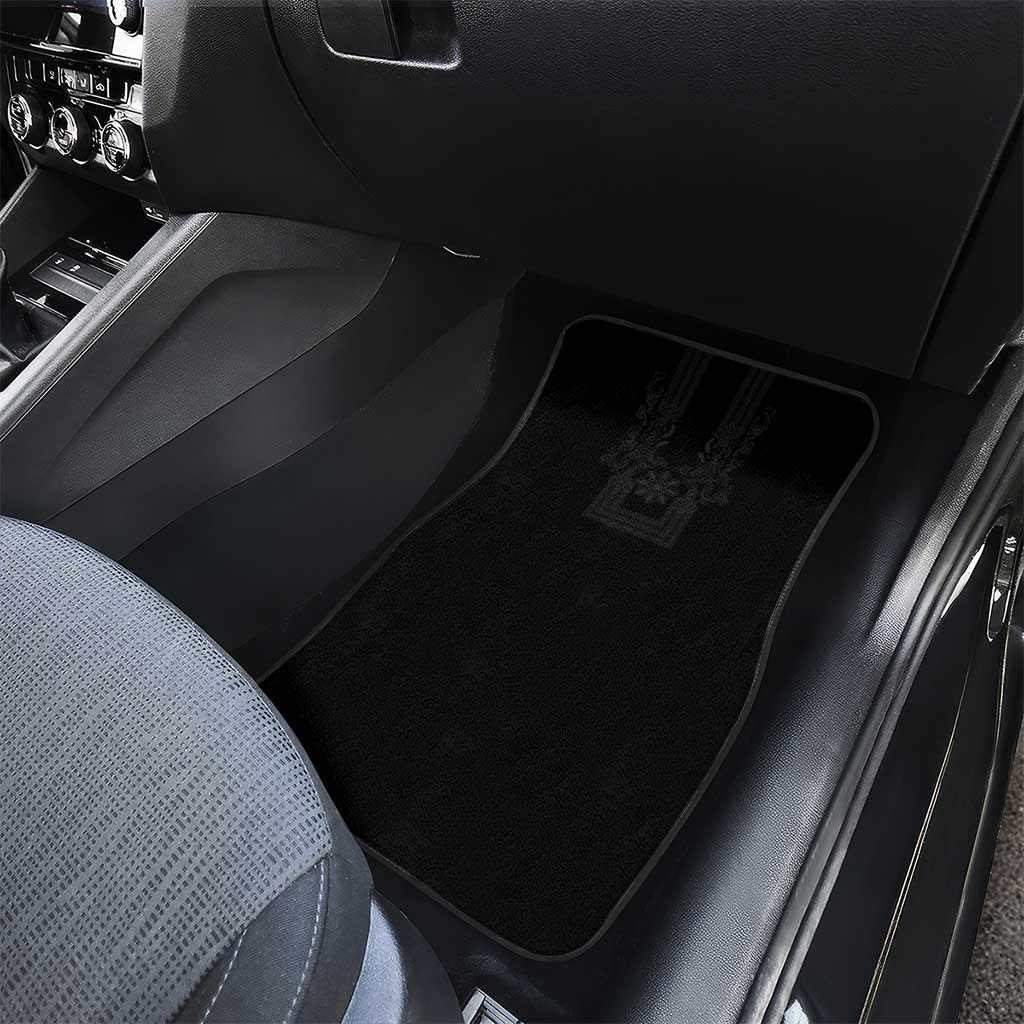 Philippines Barong Style Car Mats with Polynesian Art and Leaf Motif Black Color
