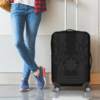 Philippines Barong Style Luggage Cover with Polynesian Art and Leaf Motif Black Color