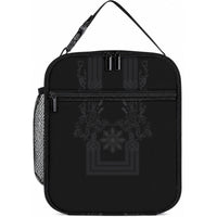 Philippines Barong Style Lunch Bag with Polynesian Art and Leaf Motif Black Color