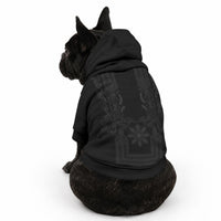 Philippines Barong Style Pet Hoodie with Polynesian Art and Leaf Motif Black Color