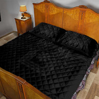 Philippines Barong Style Quilt Bed Set with Polynesian Art and Leaf Motif Black Color