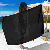 Philippines Barong Style Sarong with Polynesian Art and Leaf Motif Black Color LT03 One Size 44 x 66 inches Black - Polynesian Pride