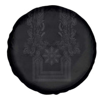 Philippines Barong Style Spare Tire Cover with Polynesian Art and Leaf Motif Black Color