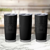 Philippines Barong Style Tumbler Cup with Polynesian Art and Leaf Motif Black Color