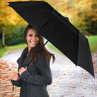 Philippines Barong Style Umbrella with Polynesian Art and Leaf Motif Black Color