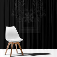 Philippines Barong Style Window Curtain with Polynesian Art and Leaf Motif Black Color LT03 - Polynesian Pride