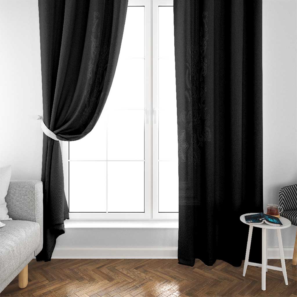 Philippines Barong Style Window Curtain with Polynesian Art and Leaf Motif Black Color LT03 - Polynesian Pride