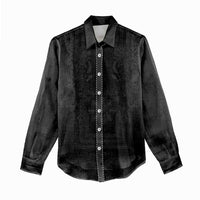 Philippines Barong Style Women Casual Shirt with Polynesian Art and Leaf Motif Black Color LT03 - Polynesian Pride