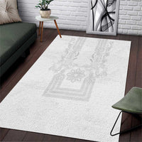 Philippines Barong Style Area Rug with Polynesian Art and Leaf Motif White Color