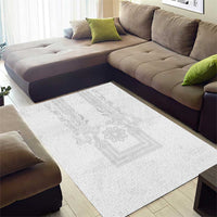 Philippines Barong Style Area Rug with Polynesian Art and Leaf Motif White Color