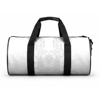 Philippines Barong Style Duffle Bag with Polynesian Art and Leaf Motif White Color