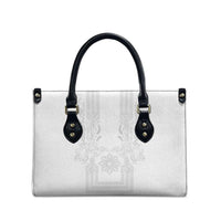 Philippines Barong Style Leather Bag with Polynesian Art and Leaf Motif White Color