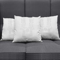 Philippines Barong Style Pillow Cover with Polynesian Art and Leaf Motif White Color