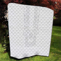 Philippines Barong Style Quilt with Polynesian Art and Leaf Motif White Color