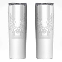 Philippines Barong Style Skinny Tumbler with Polynesian Art and Leaf Motif White Color LT03 White - Polynesian Pride