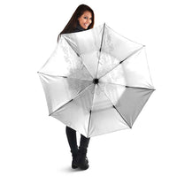 Philippines Barong Style Umbrella with Polynesian Art and Leaf Motif White Color