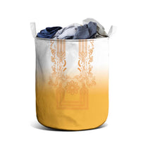 Philippines Barong Style Laundry Basket with Polynesian Art and Leaf Motif Yellow Color