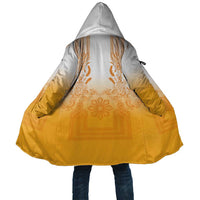 Philippines Barong Style Cloak with Polynesian Art and Leaf Motif Yellow Color