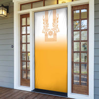 Philippines Barong Style Door Cover with Polynesian Art and Leaf Motif Yellow Color