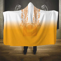 Philippines Barong Style Hooded Blanket with Polynesian Art and Leaf Motif Yellow Color