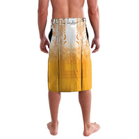 Philippines Barong Style Lavalava with Polynesian Art and Leaf Motif Yellow Color