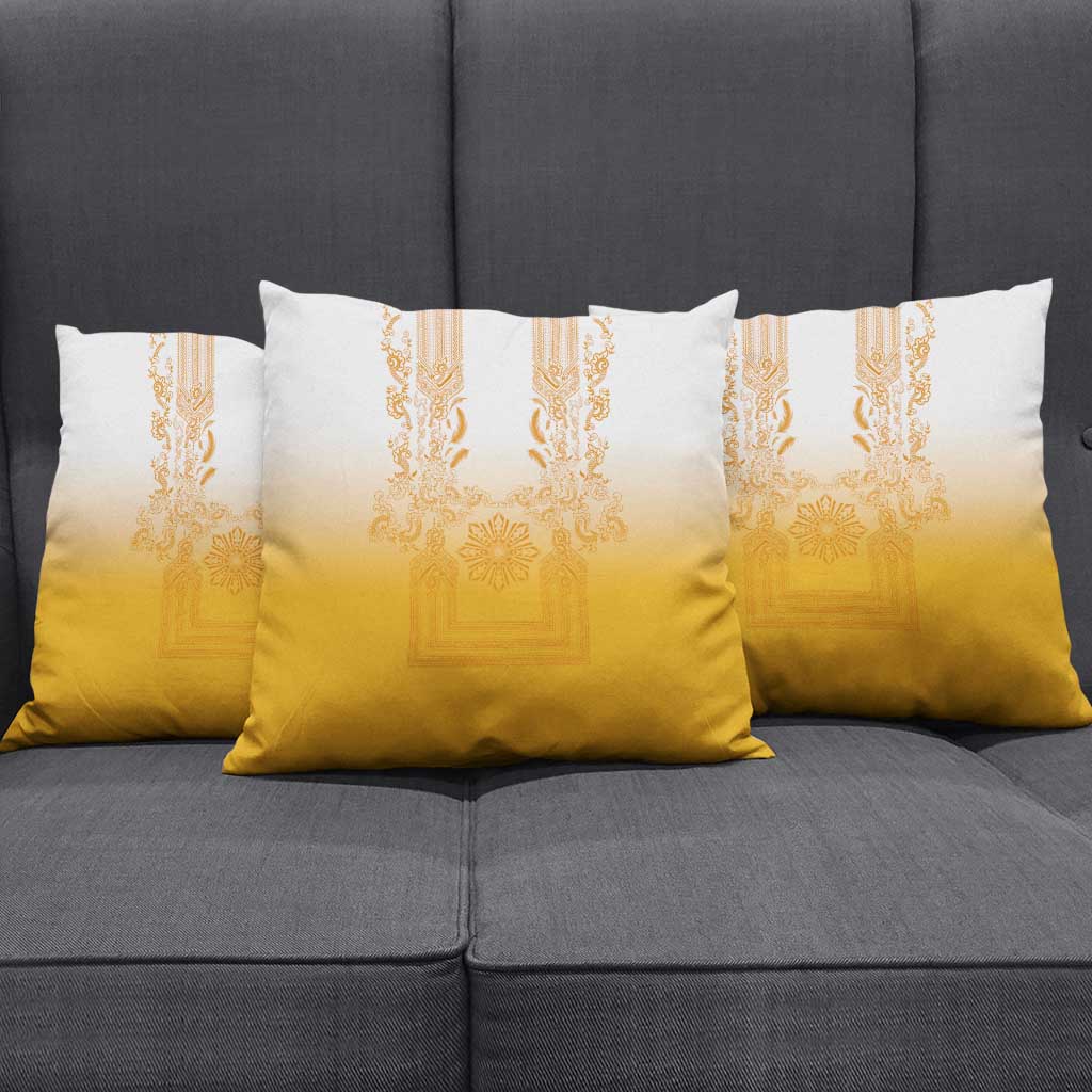 Philippines Barong Style Pillow Cover with Polynesian Art and Leaf Motif Yellow Color LT03 - Polynesian Pride
