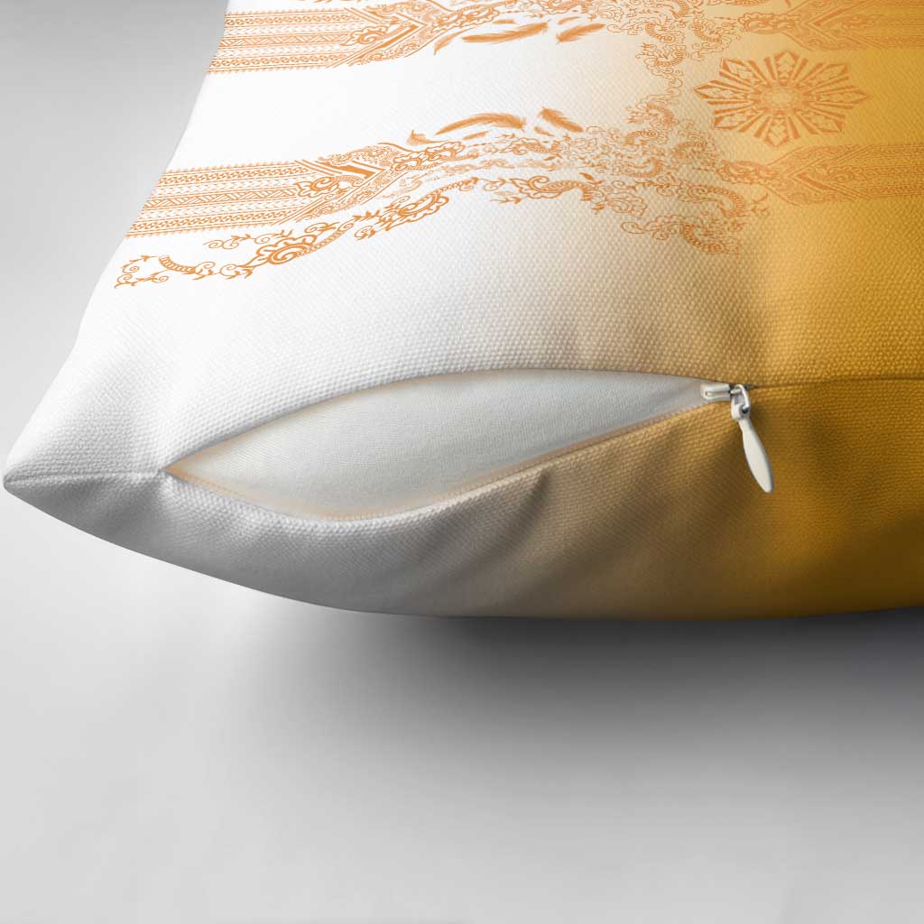 Philippines Barong Style Pillow Cover with Polynesian Art and Leaf Motif Yellow Color LT03 - Polynesian Pride