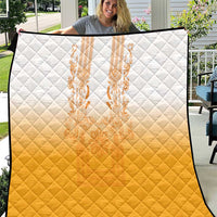 Philippines Barong Style Quilt with Polynesian Art and Leaf Motif Yellow Color