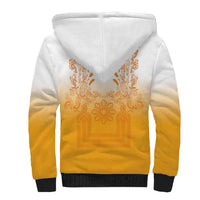 Philippines Barong Style Sherpa Hoodie with Polynesian Art and Leaf Motif Yellow Color LT03 - Polynesian Pride
