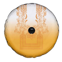 Philippines Barong Style Spare Tire Cover with Polynesian Art and Leaf Motif Yellow Color