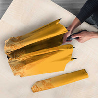 Philippines Barong Style Umbrella with Polynesian Art and Leaf Motif Yellow Color