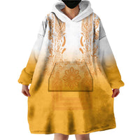 Philippines Barong Style Wearable Blanket Hoodie with Polynesian Art and Leaf Motif Yellow Color LT03 - Polynesian Pride