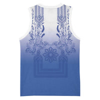 Philippines Barong Style Basketball Jersey with Polynesian Art and Leaf Motif Blue Color LT03 - Polynesian Pride