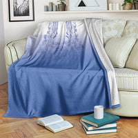 Philippines Barong Style Blanket with Polynesian Art and Leaf Motif Blue Color