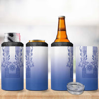 Philippines Barong Style 4 in 1 Can Cooler Tumbler with Polynesian Art and Leaf Motif Blue Color LT03 - Polynesian Pride